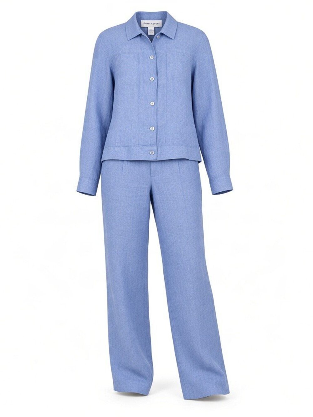 VTG Doncaster 100% Linen 2-Piece Pant Suit Set Periwinkle Blue Size 12 EUC